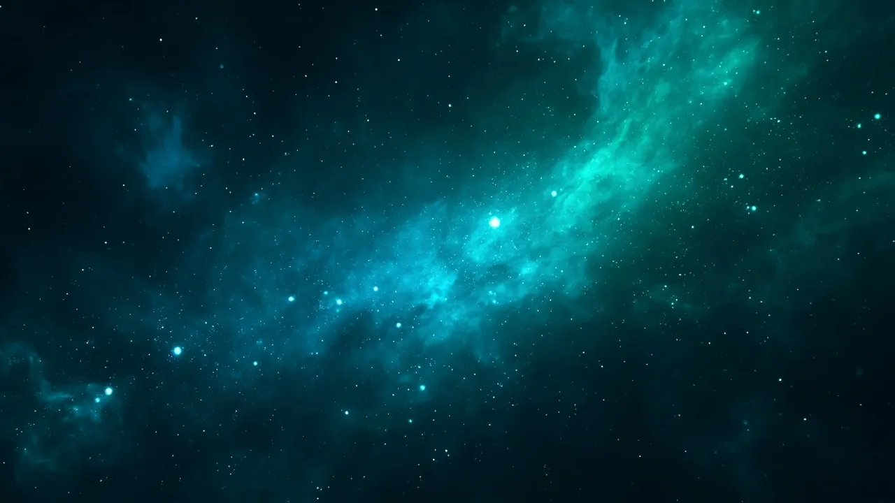 Tiefer Weltraum-Nebel in elektrischem Blau und Violett-Magenta mit verstreuten Sternen